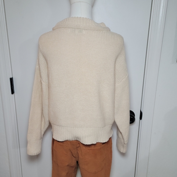 Love Olive Co Cream Cable Knit Cowl Neck Sweater Cotton Blend Size Small - Picture 8 of 12